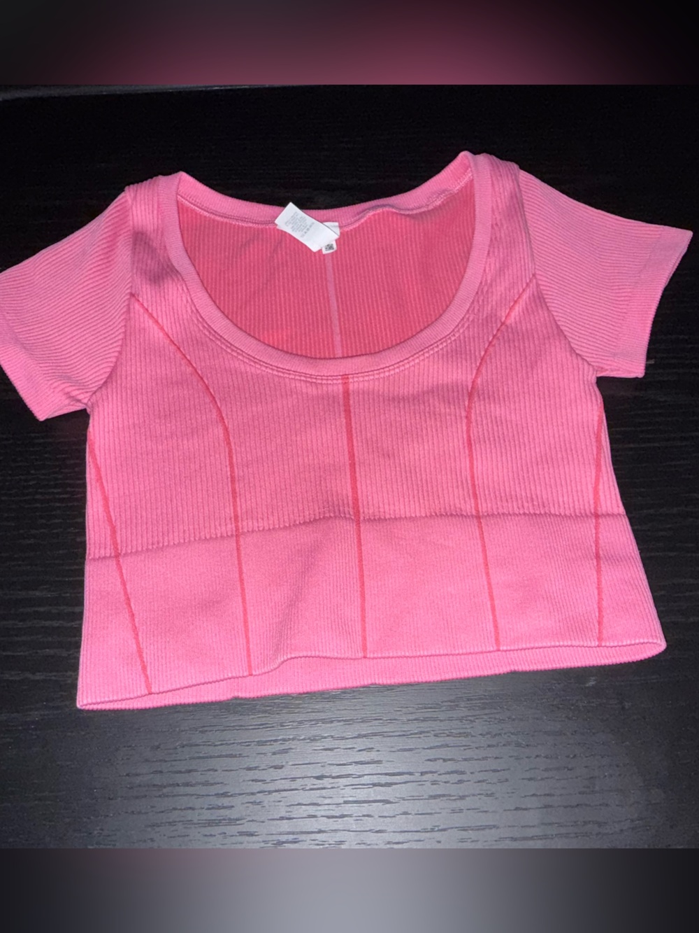OFFLINE By Aerie Seamless Rib Scoop T-Shirt Hot Pink Size XS